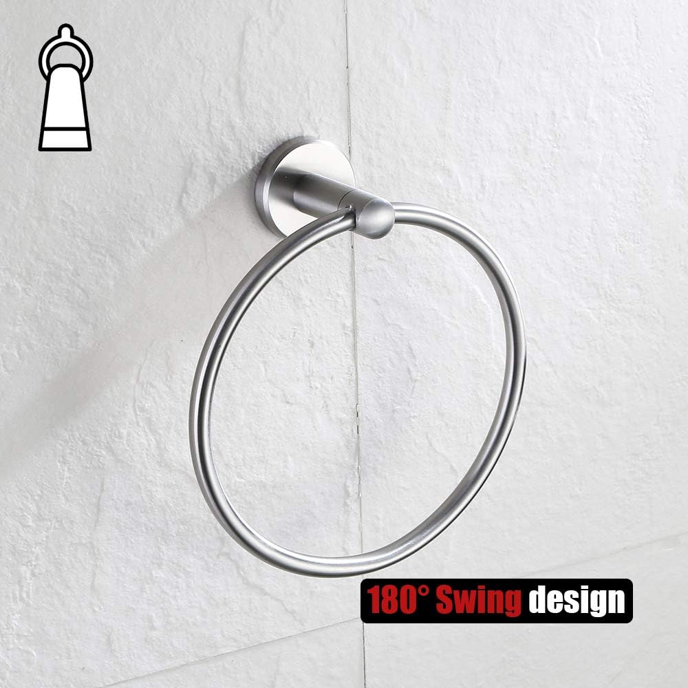 JQK Towel Ring, 304 Stainless Steel Hand Towel Holder for Bathroom, Brushed Finished Wall Mount, TR130-BN: Home & Kitchen