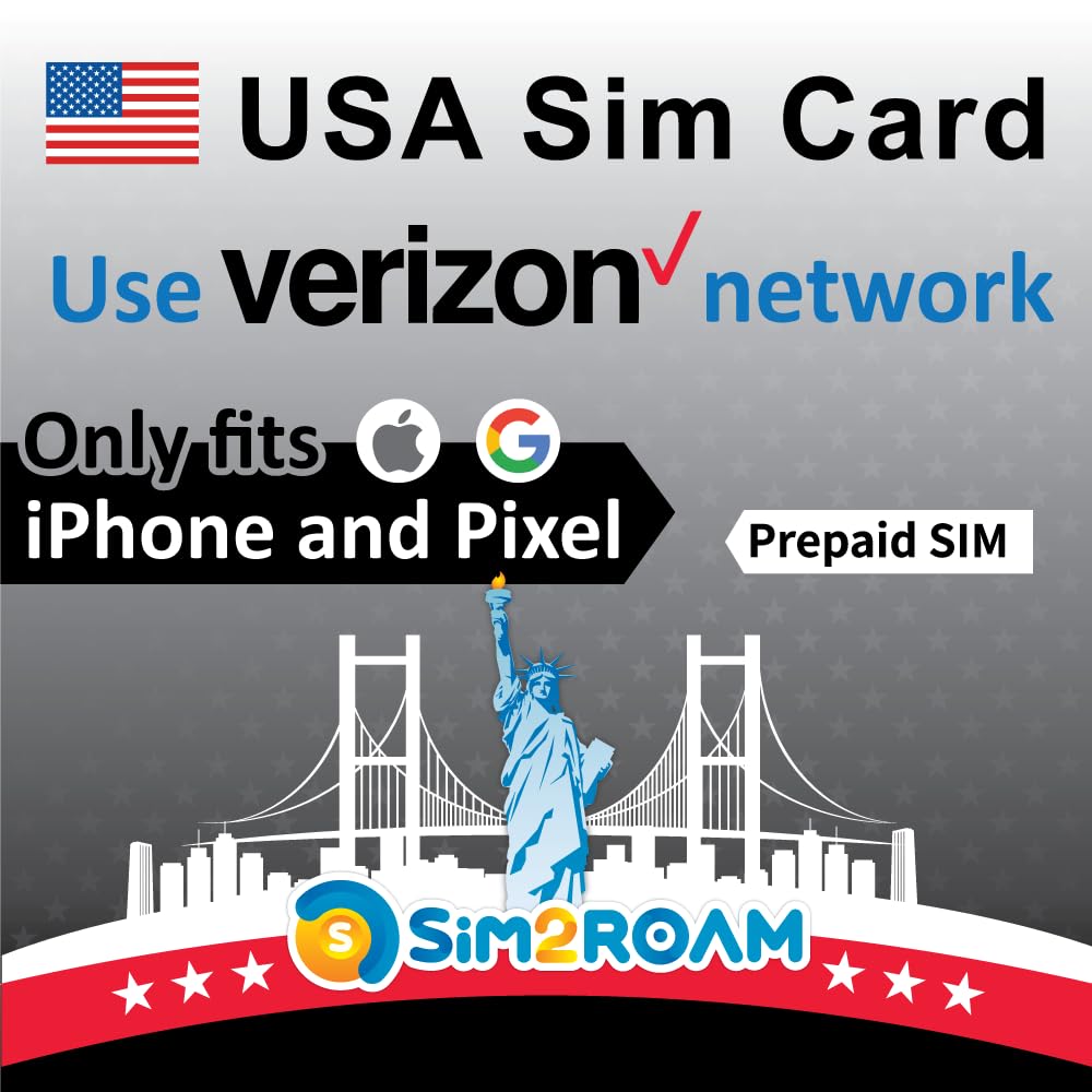 USA Verizon SIM Card 28 Days | Carte SIM US États-UNIS | Unlimited US 4G LTE Data/Calls/Texts (Hawaii is Included) | 2GB/Daily Data in Canada & Mexico | 5GB Hotspot – The Best Reception in US