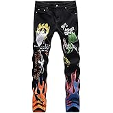 WJWLSKB Men Ripped Jeans Fashion Slim Fit Traight Distressed Design Skinny Stretch Comfort Flex Waist Denim Pants