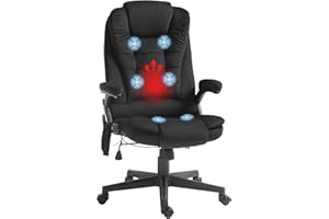 HOMCOM 6 Point Vibrating Massage Office Chair with Heat, Velvet High Back Executive Office Chair with Reclining Backrest, Padded Armrests and Remote, Black
