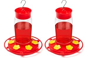 STOTO Hummingbird Feeder, Hummingbird Feeders for Outdoors Hanging Ant and Bee Proof, 2 Pack Humming Birds Feeders for Outside, Hummingbird Bird Feeder Parts, 6 Feeding Ports, 23 Ounces