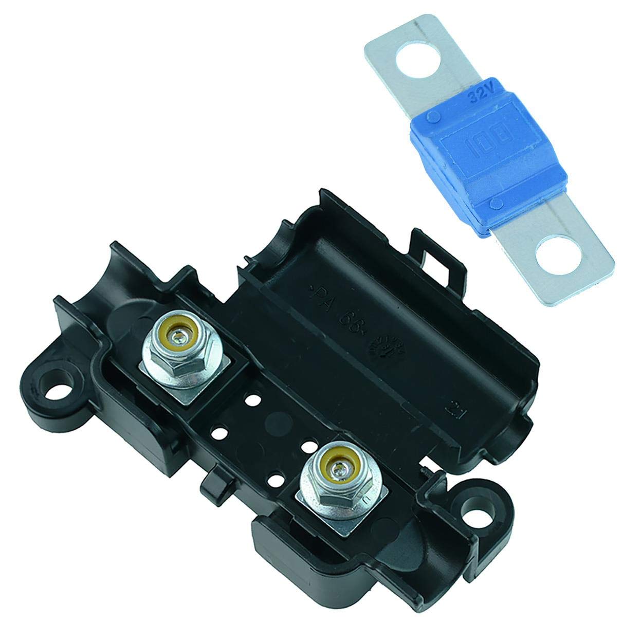 Switch Electronics Midi/Strip Fuse Holder with 100A Fuse, 12V, Black, Copper, Plastic, Through-Hole Mount