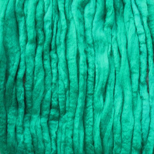 Wool Roving Craft Fiber. Hand Dyed Soft BFL Wool Top. Pre-drafted for easy Hand Spinning, Needle Felting, Wet Felting, Weaving, Embellishments and Felted Soap. 1 Ounce, Jade Green