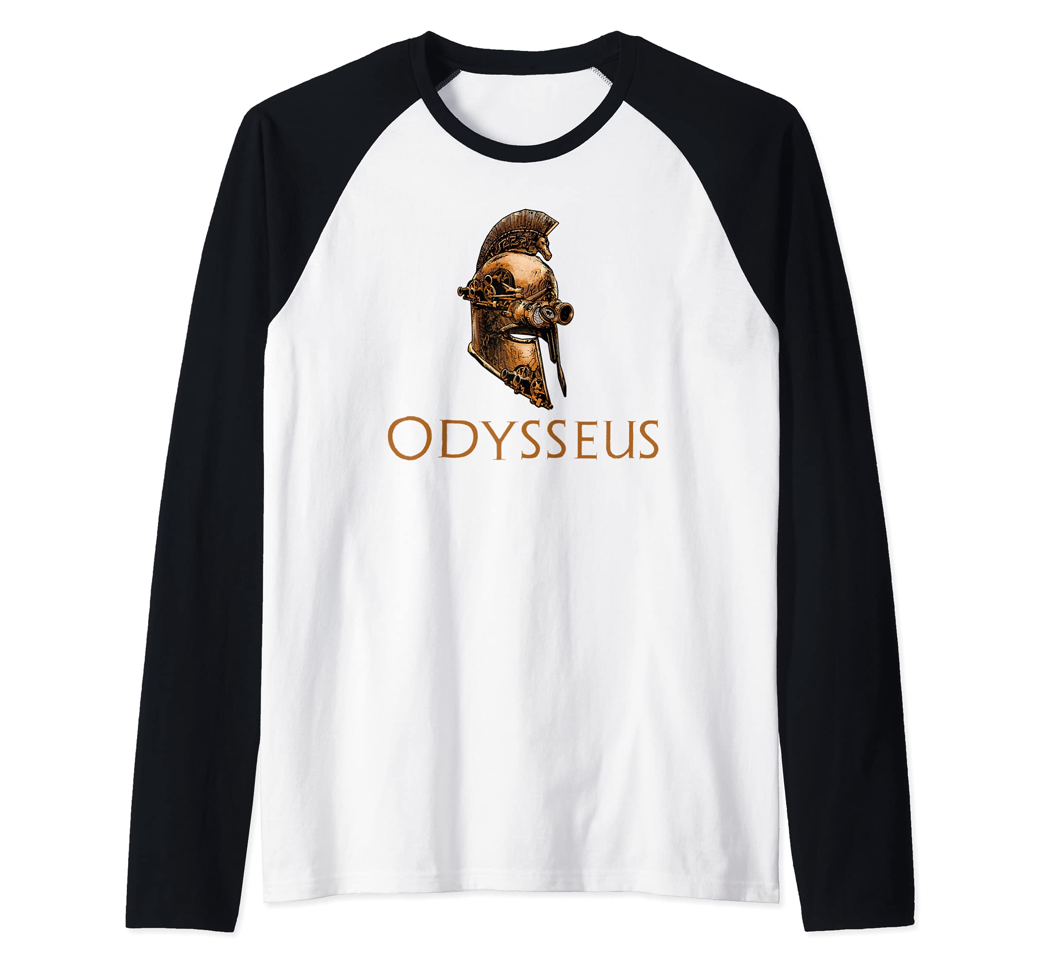 Odysseus - Steampunk Ancient Greek Helmet - Trojan War Raglan Baseball Tee