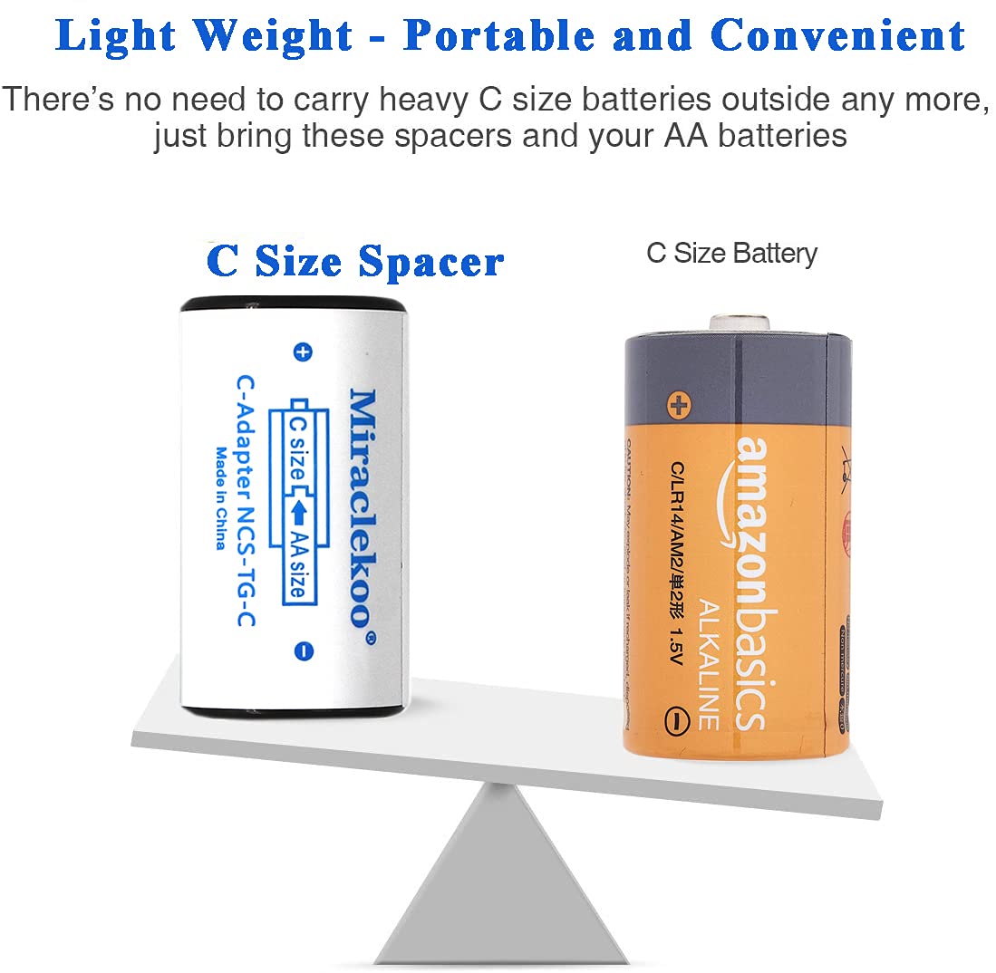 Miraclekoo C Size Battery Spacers For Sanyo Eneloop Or Other AA