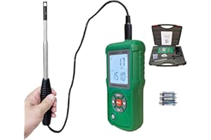 VIVANTECH Professional-Grade Hot Wire Anemometer with Backlit LCD – Accurate Air Flow Meter for HVAC, Ducts, and Ventilation Systems, Wind Speed Meter Measures CFM/CMM, Temperature (℃/℉)