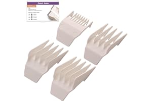 DICUYELN Professional Peanut Clipper Guards Set Compatible with Wahl Peanut, Clipper Guides Replacement - 1/8" to 1/2", 4 Piece Set, White Color