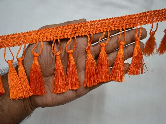 Boho Decorative Indian Fringe Wholesale 3 Inches Orange Tassels