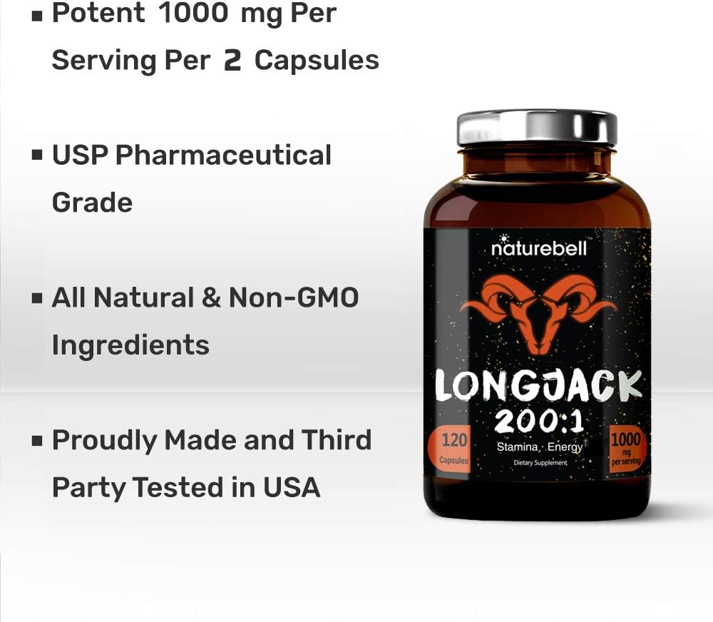 Long Jack Extract as Tongkat Ali 200:1, 1000mg Per Serving, 120 Capsules, Supports Energy, Stamina and Immune System for Men and Women, Super LongJack Pills, Non-GMO: Health & Personal Care