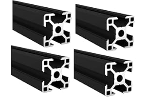 Kwweeoo 3030 Aluminum Extrusion T Slot 500mm Long Black 4 Pack, Extruded Aluminum Profile T-Slot 30 Series European Standard Anodized Linear Rail 30 x 30 19.69" 4Pcs