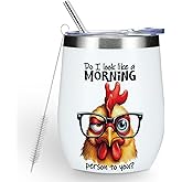 Funny Quotes Wine Tumbler, Sarcastic Chicken Gifts Chicken Decor Double Wall Vacuum Insulated Coffee Mug Wine Glass 12 oz Tumbler with Lid for Dad Granddad Retirement Appreciation Birthday Christmas