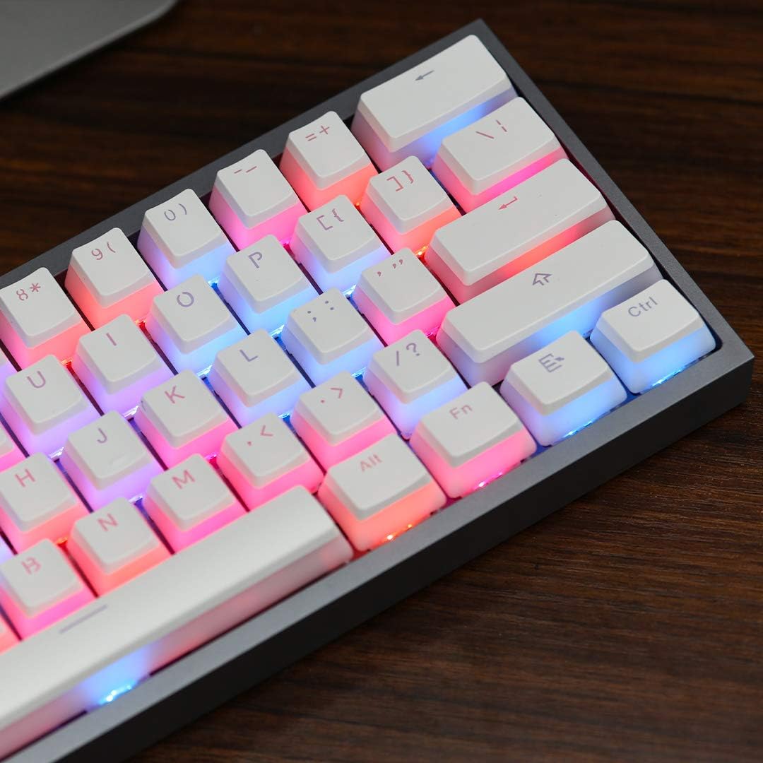 SSSLG White Pudding Keycap, Double-Layer Transparent Keycap, PBT Material OEM Height, Suitable for 100% 80% 60% Mechanical Keyboard,87