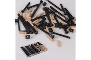 XVTHOAKU 16 Set Baby Bed Frame Bolts, Crib Screws Hardware ReplacementKit M6x20/40/60/80mm Hex Drive Socket Cap Screws Barrel Nuts Wooden Dowel Kit for Beds Chairs Furniture et (Black)