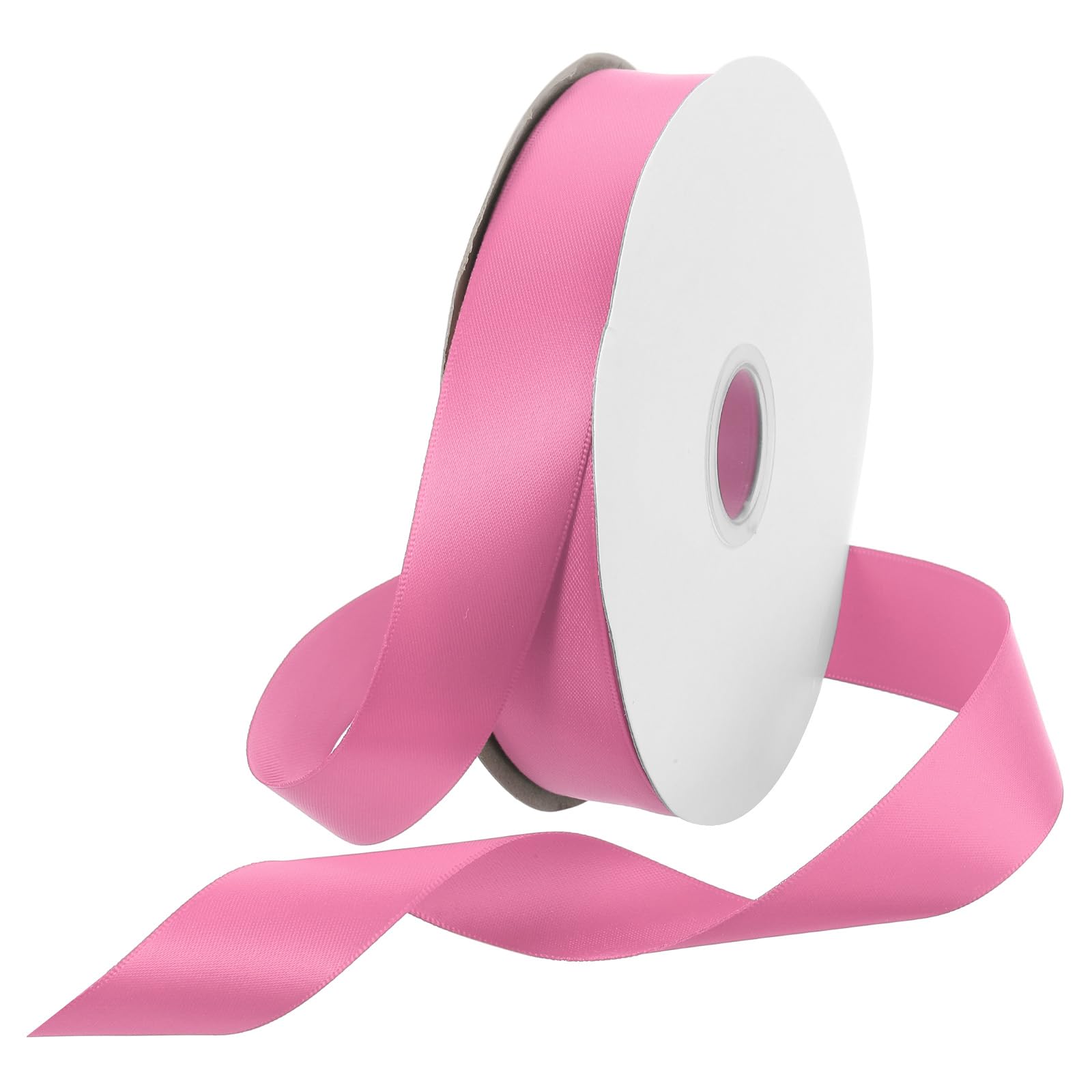 Rebower 25mm Satin Ribbon 46m Thick Double Face Grosgrain Silk Ribbon, [for Gift Wrapping, Hair Bows, Wedding, Cake, Flower] - 50 Yard/150ft/ Dark Pink