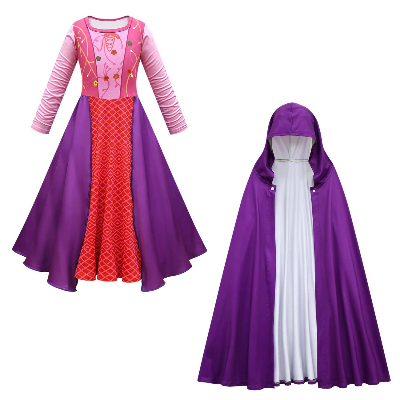 Odizli for Kids Children Girls Sanderson Sisters Witch Winnifred Sarah Mary Dress Cloak Cape World Book Day Sarah 9-10 Years — image 1