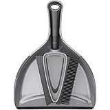 MR.SIGA TPR Bristles Brush & Squeegee with Dustpan Combo, Dustpan and Brush Set, Grey & Black, 1 Set