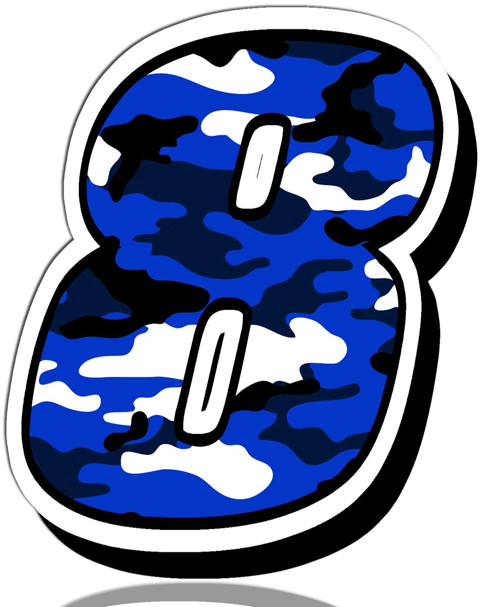 Biomar Labs® 1 x Vinyl Decal Sticker Blue Military Camouflage Auto Moto Motocross Motosport Start Racing Number 8 Rally Race Car Bike Motorcycle Tuning N 218