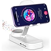 LBSC Cell Phone Stand with Wireless Bluetooth Speaker & Anti-Slip Base,HD Surround Sound,Portable Phone Stand,Suitable for Home & Outdoor,Compatible with iPhone,iPad and Samsung Galaxy(White)