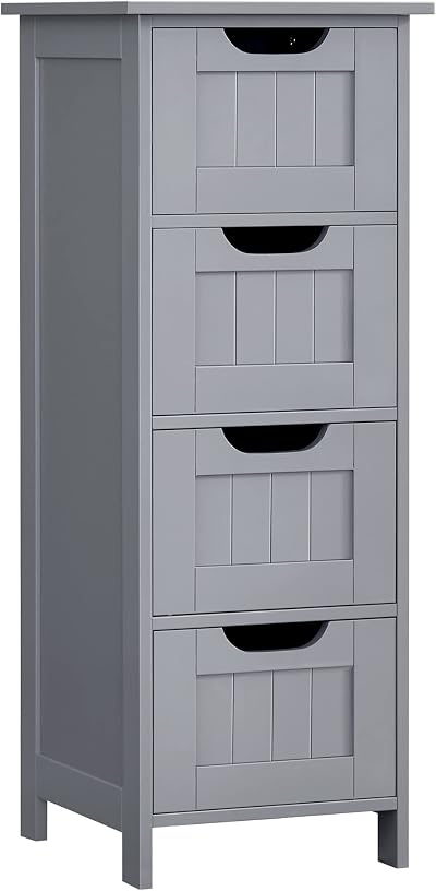 VASAGLE Mystic Grey 30x30x82 cm Bathroom Cabinet with 4 Drawers