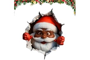 KOUNCOOL 3D Black Santa Sticker, Christmas Creative Wall Sticker, 3D Santa Claus Wall Decals for Christmas Decorations, Removable Peel and Stick Holiday Wall Art for Window Door Funny Festive Home Decor(1pc)