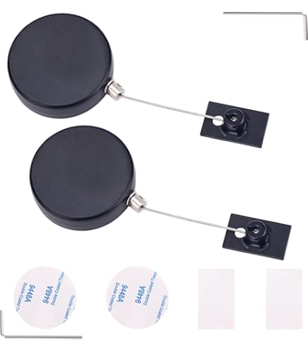 Câble Acier 600g Traction 4 Câbles Antivol Rétractables Avec Adhésif - Verrou à Clé, Résistance 600g - Pour TV, DVD, Télécommandes - Noir Verrou Pour TV DVD