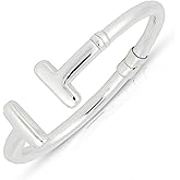 MAX + STONE Lightweight Hollow 925 Sterling Silver Bangle Bracelet for Women | 7 Inch Silver Bracelets with Hinged Clasp | Anti-tarnishing Hypoallergenic Silver Bangles for Women