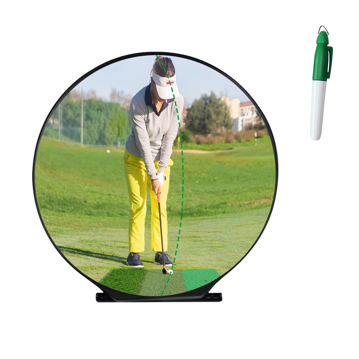 Scott Edward Golf Swing Mirror 11.8 Inches/30cm Golf Convex Mirror for Swing Trainer Golf Practice Stepless Angle Adjustable Shatter Resistant Acrylic Mirror Foldable Stanr