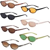 meiguihai 7pack Retro Oval Cat Eye Sunglasses,Women Trendy Lightweight Narrow Shades Chic Cat Eye