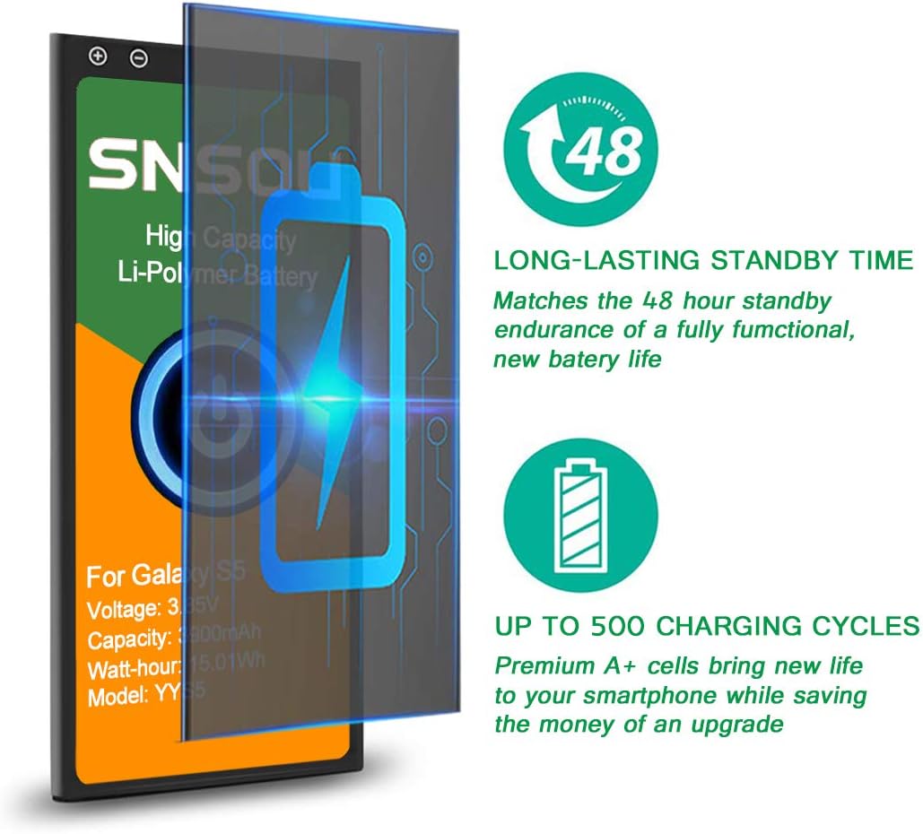 Galaxy S5 Battery,[Upgraded] SNSOU 3900mAh Li-Polymer Replacement Battery for Galaxy S5 AT&T G900A,G900F,G900H,G900R4,I9600,SM-G900V,SM-G900P,SM-G900T,EB-BG900BBC: Home Audio & Theater
