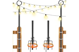 SKGPOLE String Light Poles - 2 Pack 10.5FT Outdoor String Light Poles with Fork & Fixing Clips, Hanging Light Poles for Garden, Deck, Fence, Wall, Lighting Stand for Parties, Christmas, Wedding