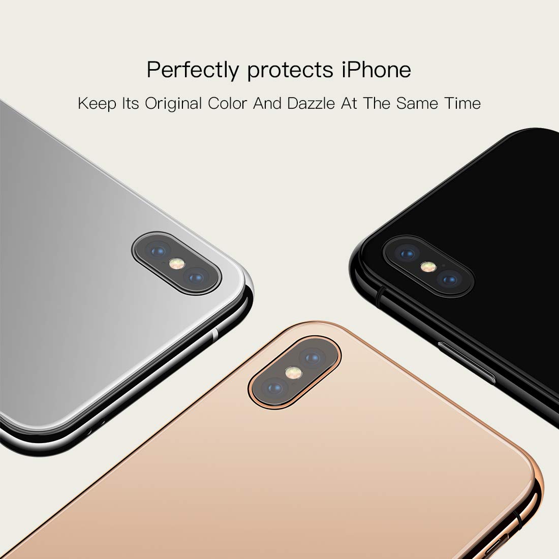JOYROOM Tempered Glass Case for iPhone Xs Max, Hard Slim Thin Metal Bumper with Soft TPU Inner Frame Case, Anti-Scratch 9H Clear Glass Back Cover for iPhone 6.5 inch (Gold)