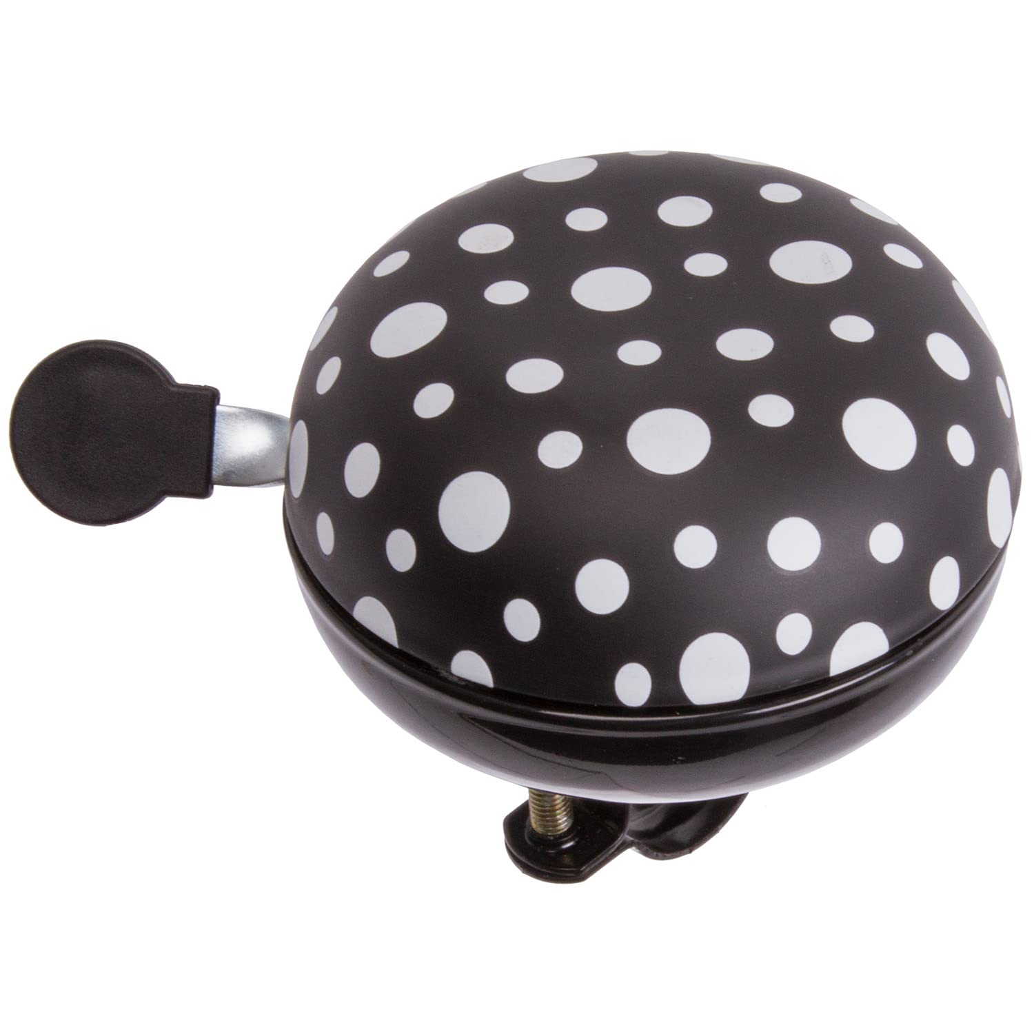 M-Wave Unisex Adult Dots Bicycle Bell, Many Different Designs, Steel, 80 Mm - black/white, 80 mm
