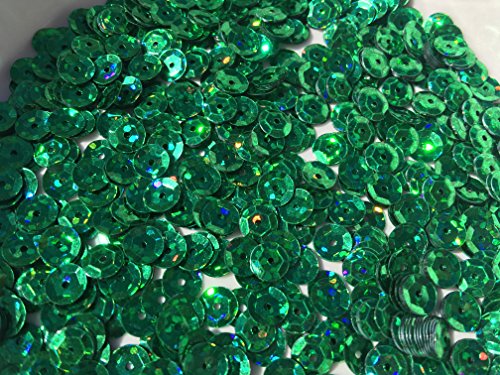 Sequins 8mm 1000/Pkg Crazy Dots Finish Emerald Green