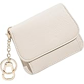 Sunpour Women Small Wallet RFID Blocking Slim Wallet with Coin Pocket Tri-Fold Credit Card Holder with ID Window and Keychain(Beige)