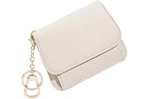 Sunpour Small RFID Wallet for Women,Slim Wallet with Keychain Tri-Fold Credit Card Holder Wallet with Zipper Coin Pocket and ID Window Mini Wallet for Travel or Gift (Beige)