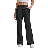 JEKAOYI Womens High Waisted Flared Sweatpants Drawstring Casual Lounge Lightweight Wide Leg Pants with Pockets