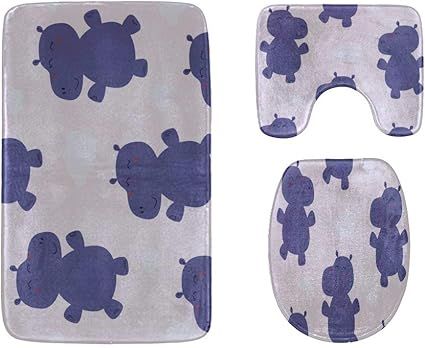 Alfombrilla para baño Set Criatura acuática Animal lindo Hipopótamo