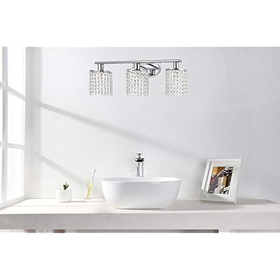 Buy Luburs Bathroom Light Fixtures 3 Lights Crystal Wall Sconce Vanity Light Fixtures For Bathroom Lighting Fixtures Over Mirror Polished Chrome Luxury Bedroom Vanity Light Fixtures With Crystal Drop Online In Indonesia B08d9hvhry