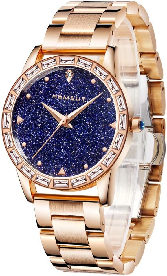 HEMSUT Women Watches Rose Gold Stainless Steel Band Luxury Quartz Watches