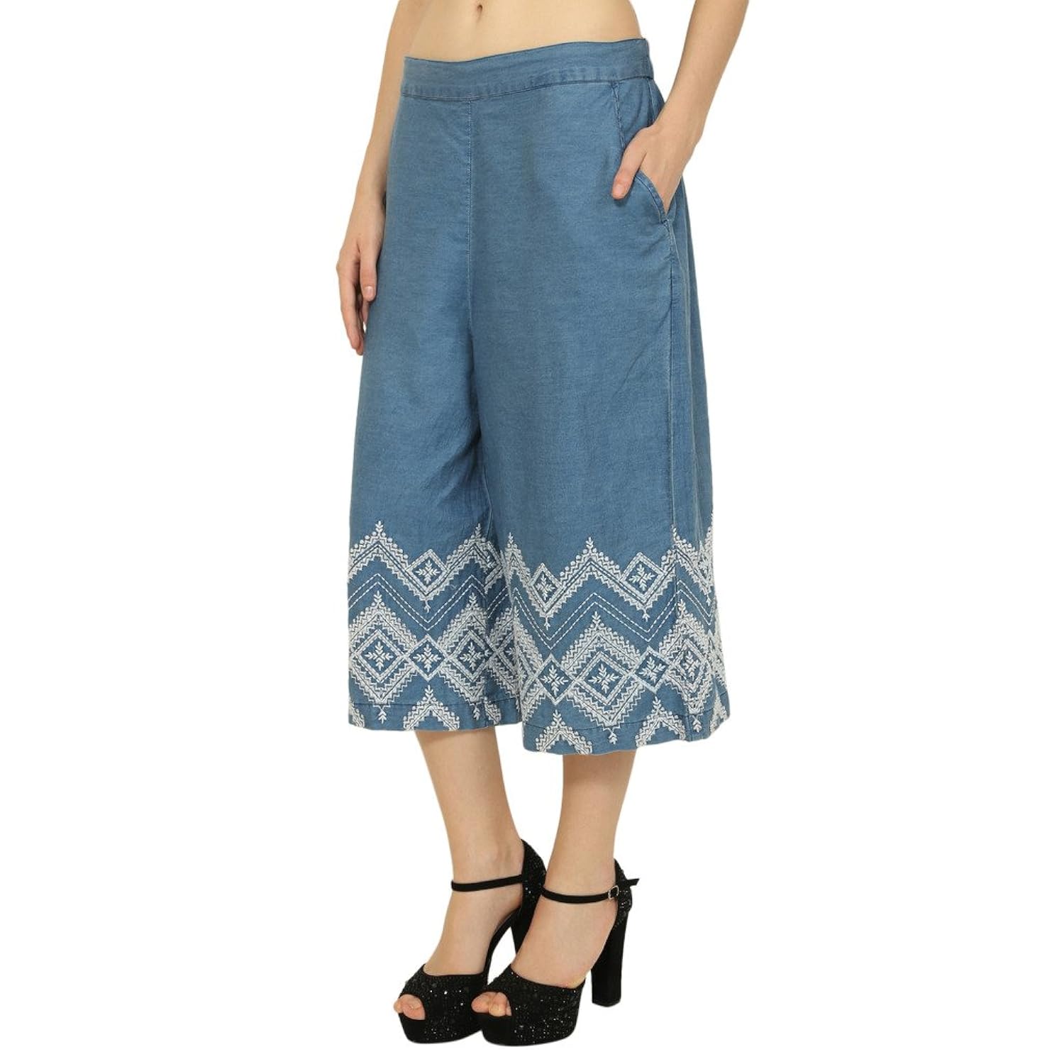 goodwill women's casual wear solid blue trouser