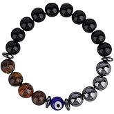 Mikovivi Evil Eye Bracelet, Triple Lucky Protection Beaded Evil Eye Bracelet Negative Energy Blocker Bring Good Luck Jewelry for Men