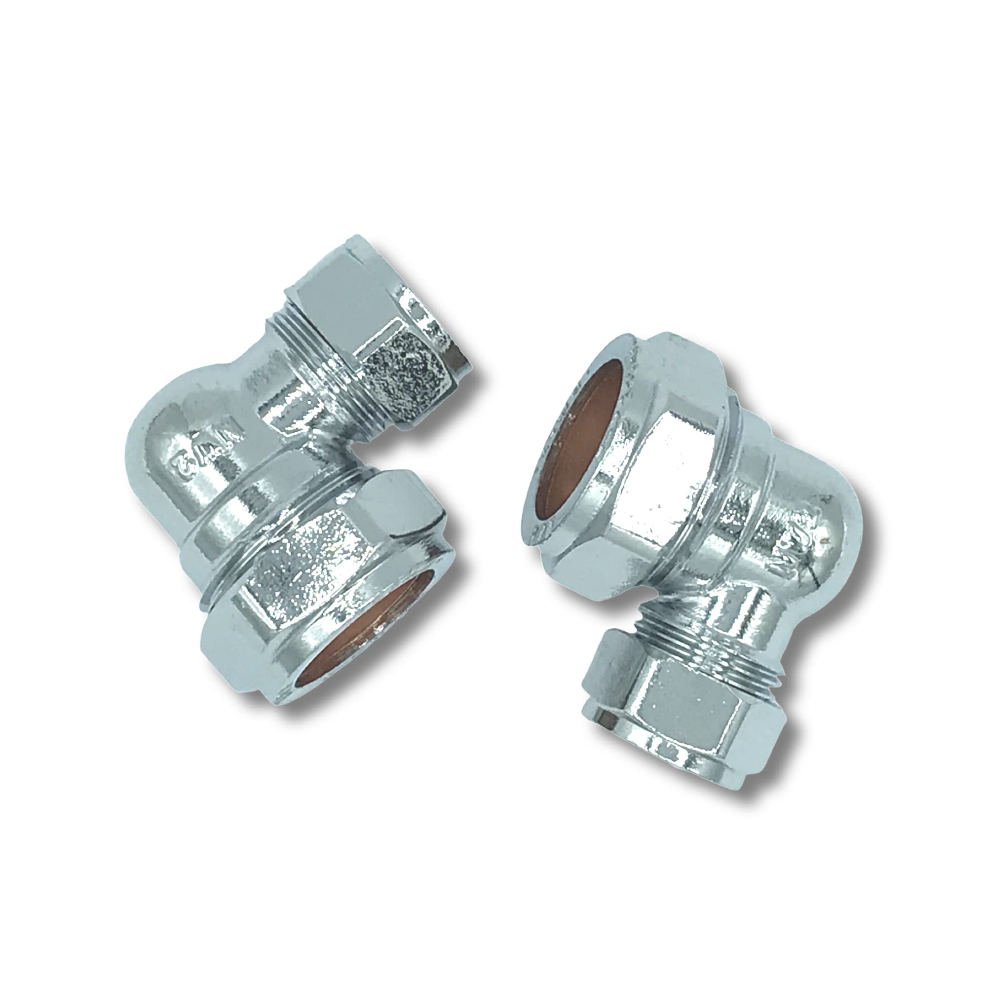 22mm x 15mm Compression Chrome Plated Reducing Elbow - Pack of 2