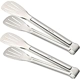 9-Inch Kitchen Tongs, Stainless Steel Serving Tongs Set 2 Pack for Barbecue, Cooking, Salad, Grilling, Serving and Frying