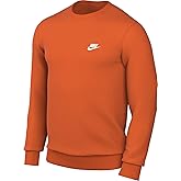 Nike Sportswear Club Fleece Crew Sweatshirts (BV2662-819, Safety Orange/White) Size Medium