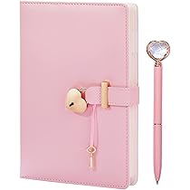 Heartページ Heart Shaped Lock Diary with Key+Heart Pen Set,PU Leather