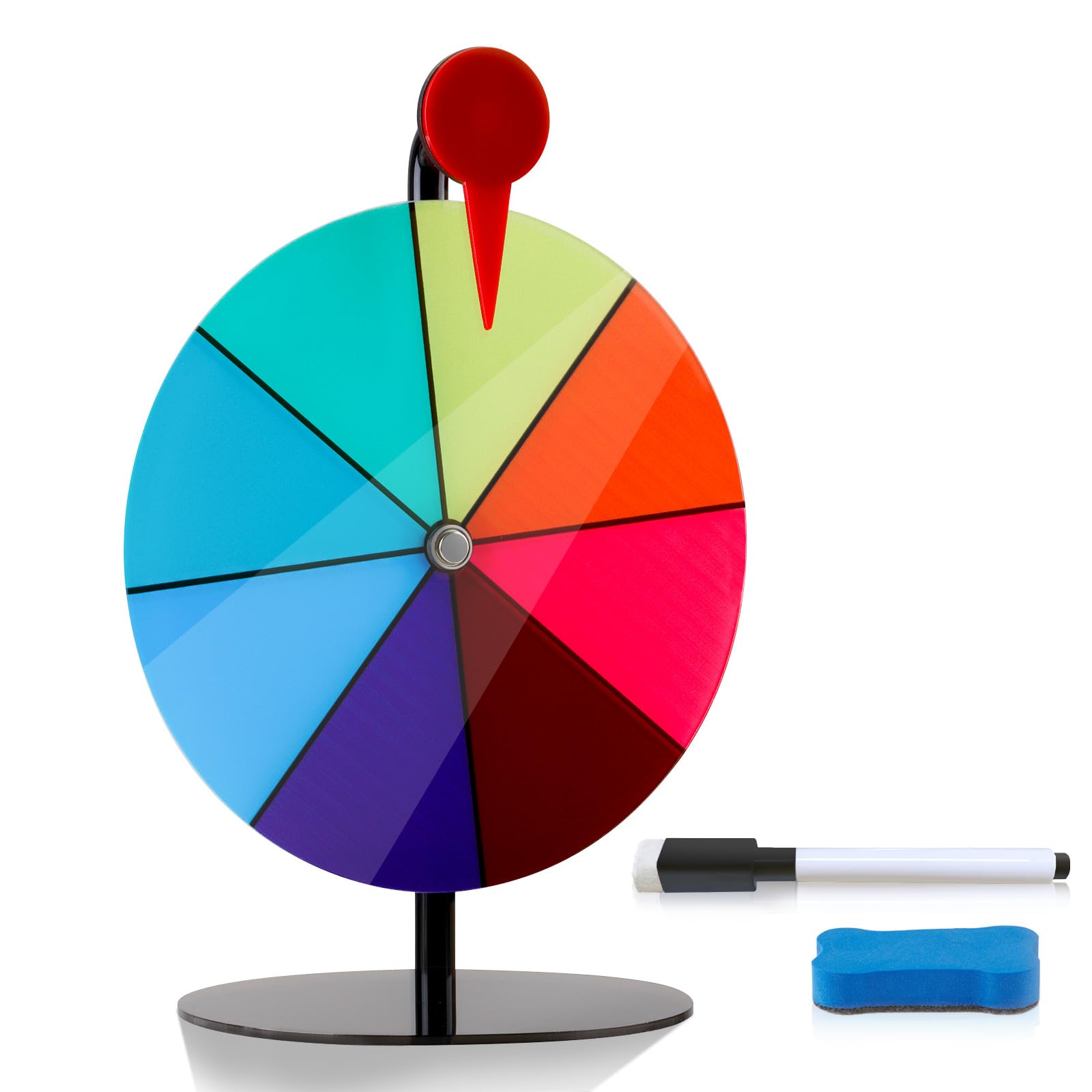 niCWhite Spinning Prize Wheel, 7.87" Dry Erase Spin Wheel for Prizes with Stand, Spin The Wheel Tabletop Roulette Spinner Wheel for Carnival, Trade Show, Win Fortune Spin Games