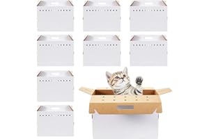 Kisston 12 Pieces Cardboard Pet Carriers 17.5 x 8.5 x 15 Inches for Small Animals Cat Hamster Guinea Pig Rabbit Bird Travel Box