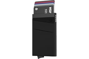 VULKIT Card Holder with Money Pocket Pop Up Wallet RFID Blocking Slim Metal Bank Card Case Holds 5 Cards and Notes