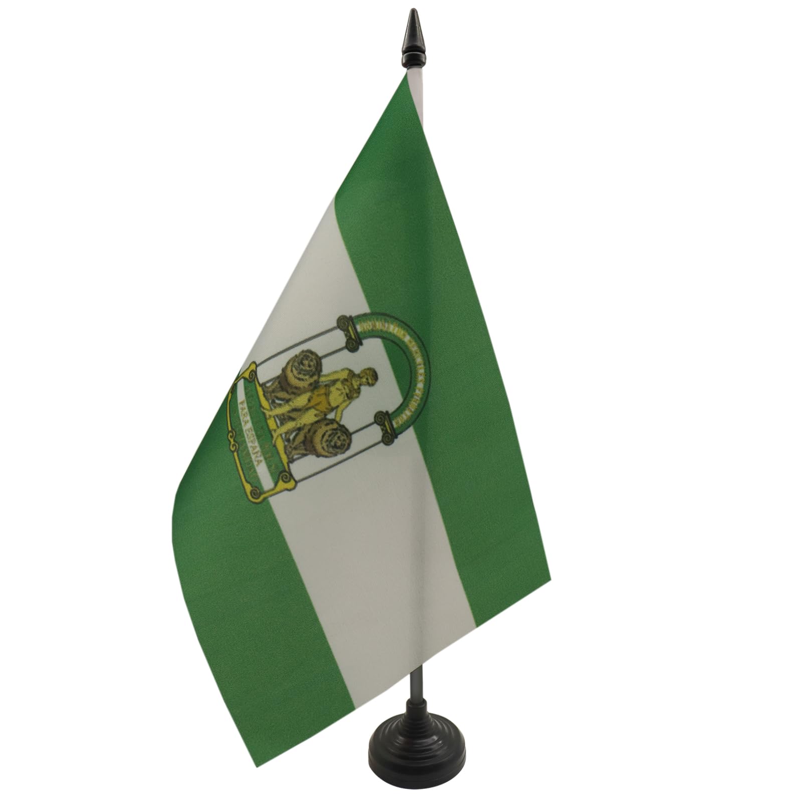 AZ FLAG Andalusia Table Flag 5'' x 8'' - Spanish region of Andalucía Office Decoration 100% Polyester 21 x 14 cm - Mini Desk Flag with Pole and Black Plastic Base