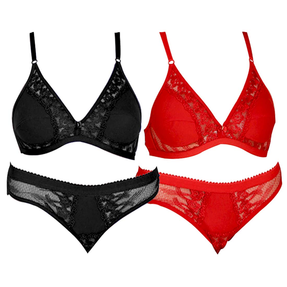 black and red bra and panty set